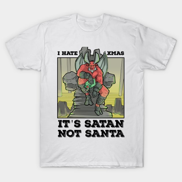 Satan Satanic Santa Claus Christmas Devil Gothic Occult Xmas T-Shirt by TellingTales